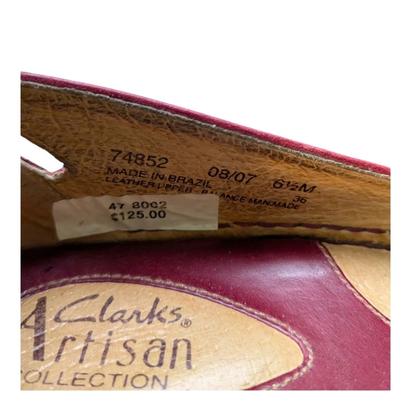 Clarks Artisan Collection Leather Red Cutout Slides Sandals 6.5M - Picture 9 of 9